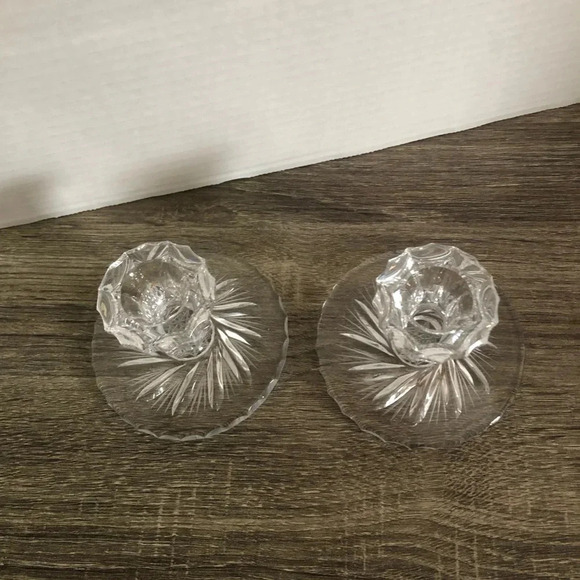 Vtg Pinwheel Glass Candlestick Holders - Picture 4 of 13